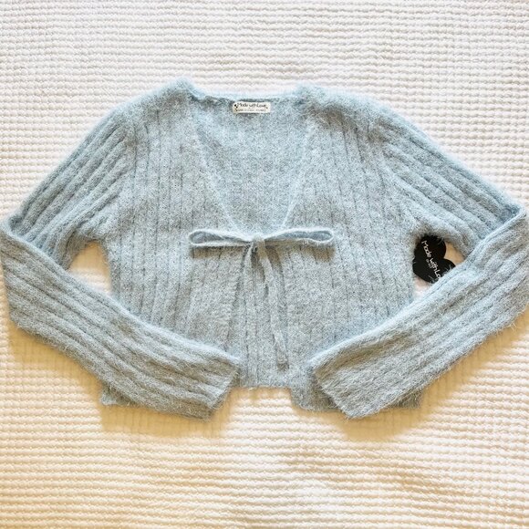 Tillys Full Circle Trends Made With Love Tie Front Cardigan Blue (XL) New w/Tag - Picture 11 of 11